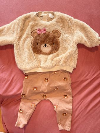 Teddybär Sweater & Hose Set für Kleinkinder, Gr. 62, kuschel