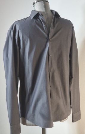 M 39-40 PAUL KEHL Hemd anthrazit d'grau Stretch langarm
