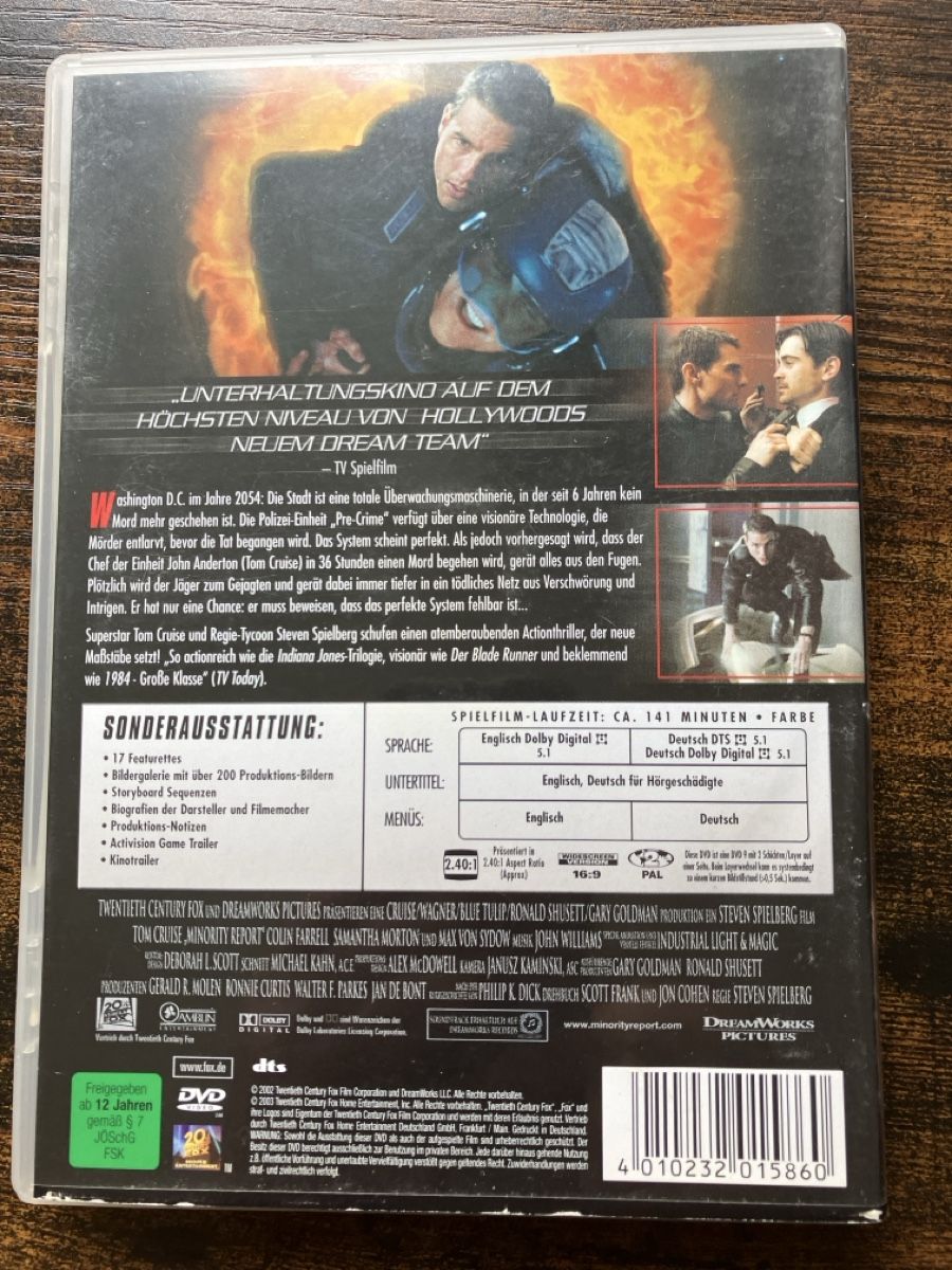 Tutti i DVDs: Minority Report DVD – Usato da Glarus venduto da Jhuber78 1