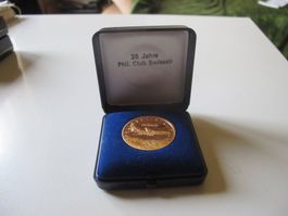 Swissair Medaille 25 Jahre Philatelisten Club  PCS Mit Box