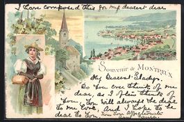 Litho Montreux, Totalansicht, Kirche