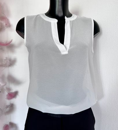 NEU ☀️ Gr S 36/38 AMISU Chiffon Bluse Top weiss