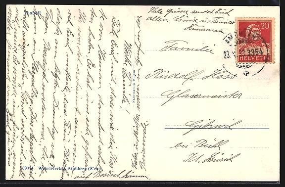 Cartoline postali: AK Thalwil, Teilansicht mit Kirche, 1954 – Usato da Berlin venduto da bartko-reher 1