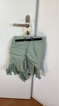 Pistachio Green Ruffled Mini Skirt