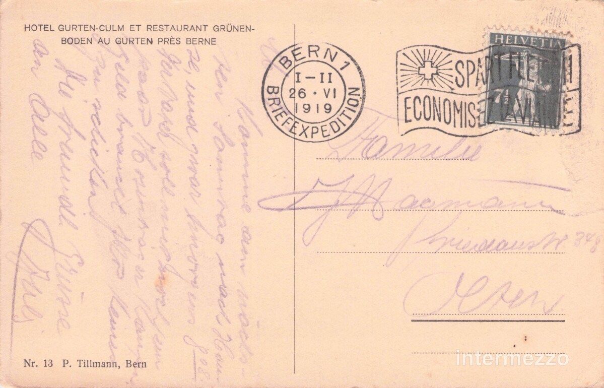 Cartoline postali: Bern // 1919 Hotel Gurten Kulm – Usato da Basel venduto da intermezzo12 1