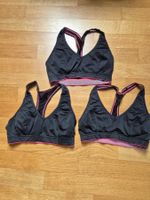 Sport BH Set, 3 Stück, Schwarz/Pink, Grösse S,