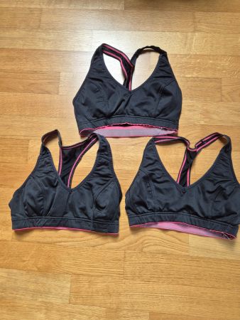 Sport BH Set, 3 Stück, Schwarz/Pink, Grösse S,