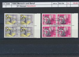 1989 "Mensch und Beruf I", Viererblock, ET - Stempel
