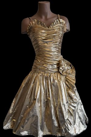 goldenes Kleid Partykleid Festkleid Abendkleid Gr. XS Lame