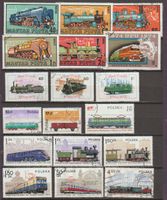 Lot de timbres thématique trains occasion en bon état