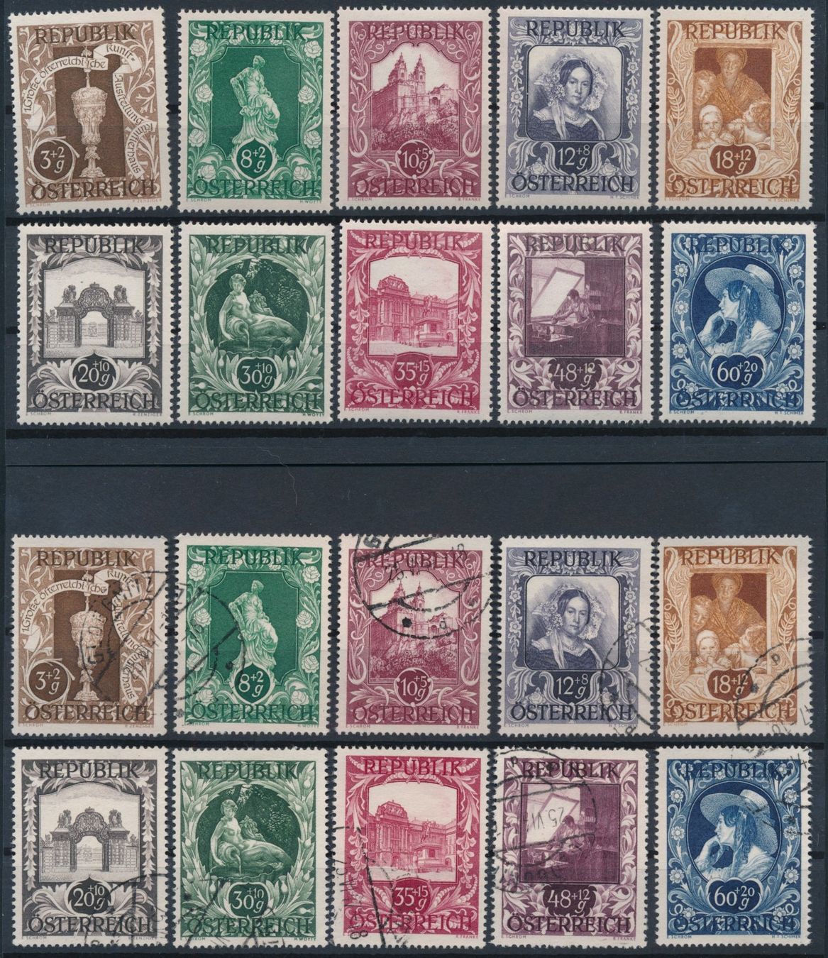 Tutti i francobolli: Österreich Mi. 812 - 821 **/o – Nuovo (secondo la descrizione) da Bonau venduto da Profila3