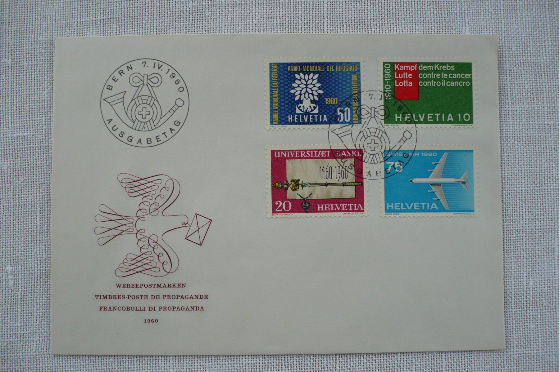 Alle Briefmarken: 1960 FDC Werbemarken SBK 351 - 354 – Gebraucht aus Zürich von saltandpepper008
