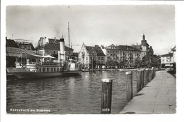 Rorschach am Bodensee (SG) Hafen - Dampfschiff  Foto-AK 1946