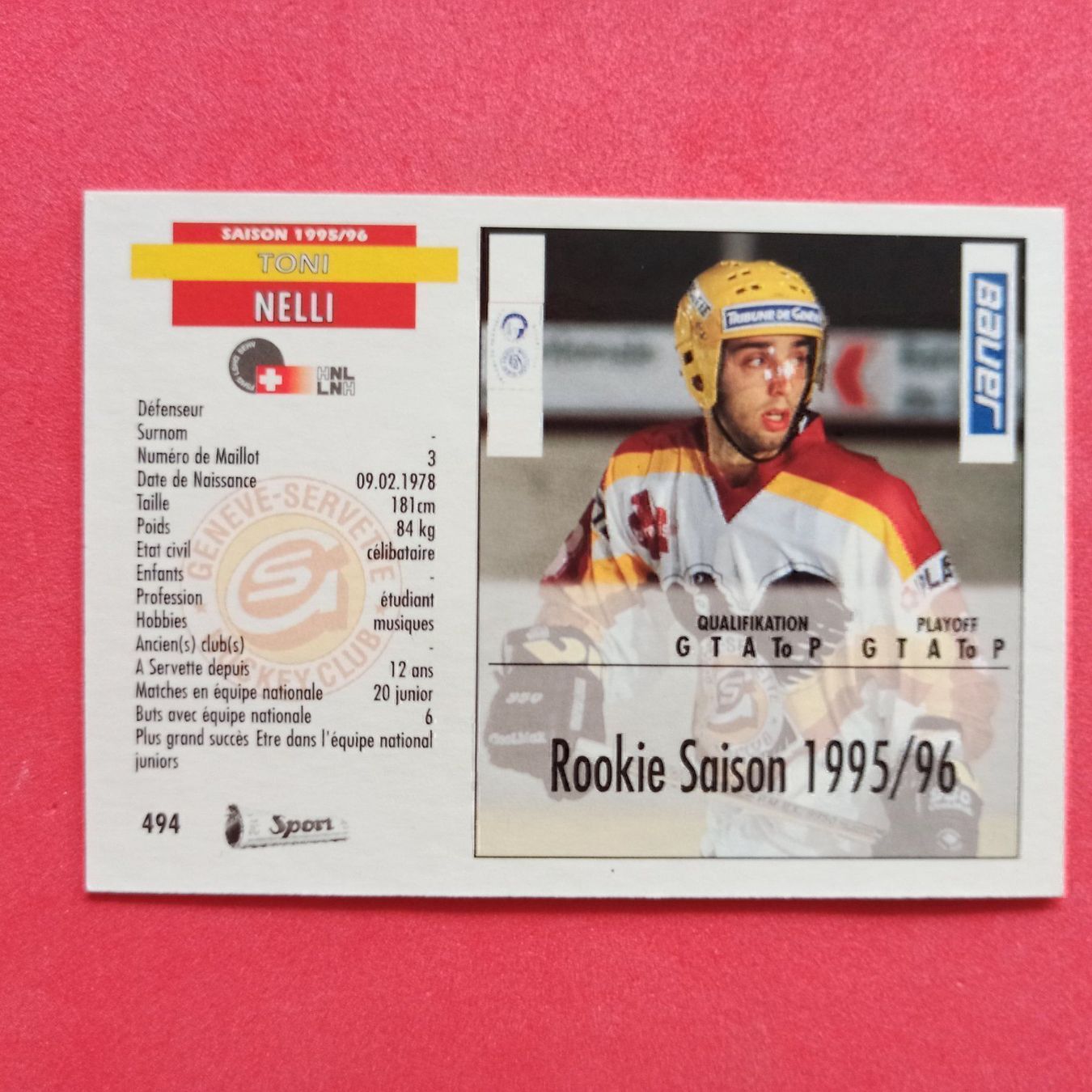 Carte collezionabili: Toni Nelli - GENEVE CARD - 1995/96 – Usato da Dübendorf venduto da kb86_MOVIE 1