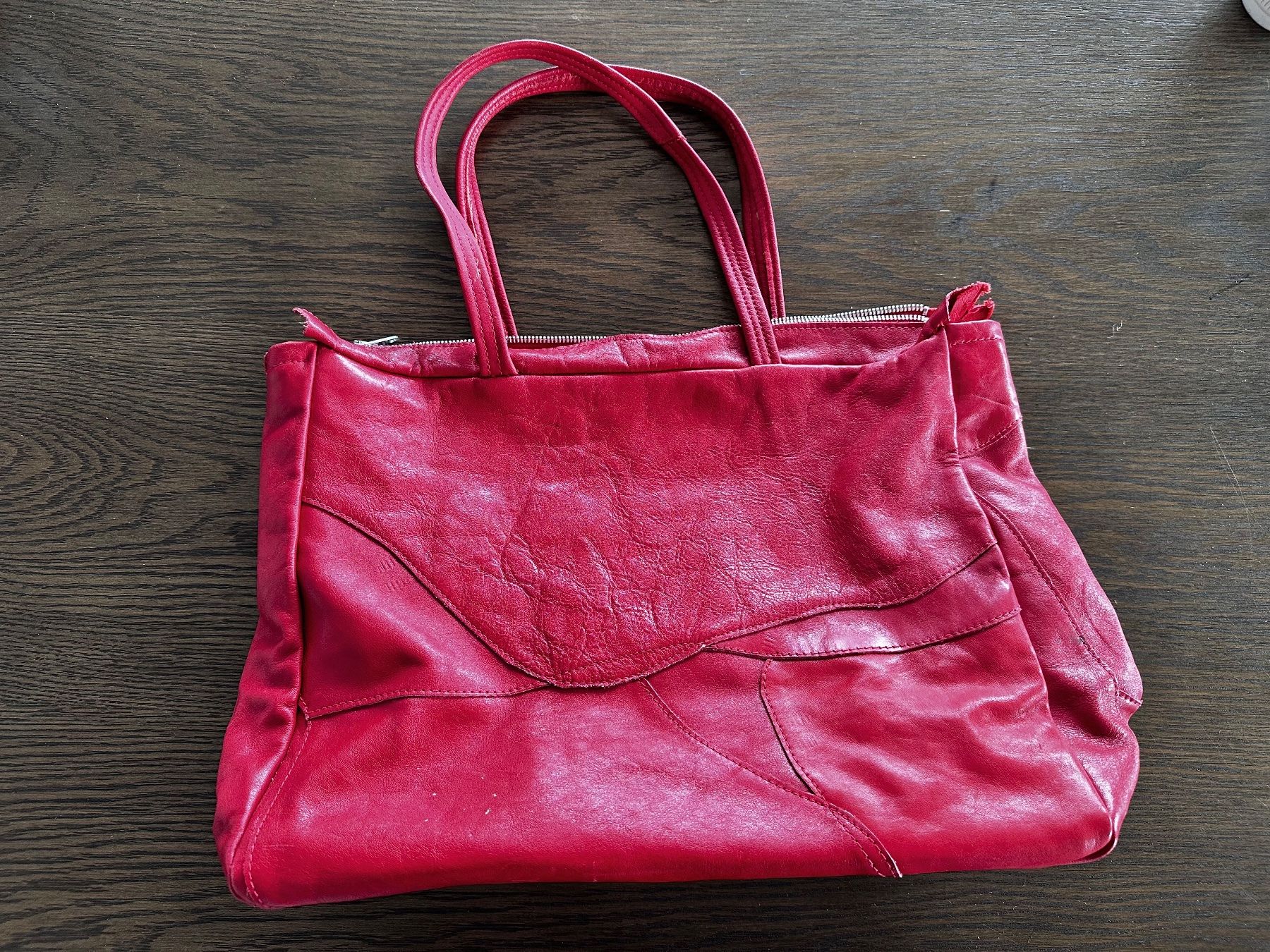 Borse da donna: Rote Vintage Handtasche aus Leder – Usato da Haldenstein venduto da enie123 1