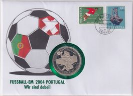 2004 Numisbrief (Münzbrief) Fussball-EM, Nr.487+B169.