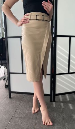 Echt Leder Jupe Rock beige gr XS-S