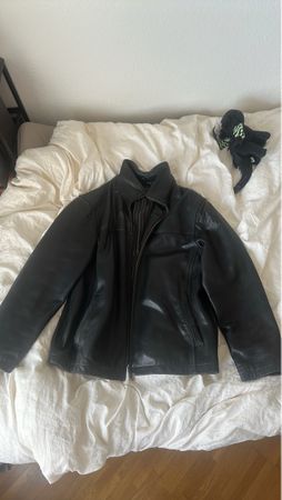 Vintage Black Leather Jacket Men's Size L