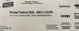 Billet Pass 5 Jours  Venoge Festival