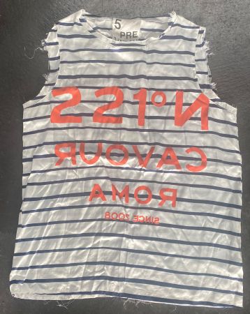 Top blau weiss gestreift Seide