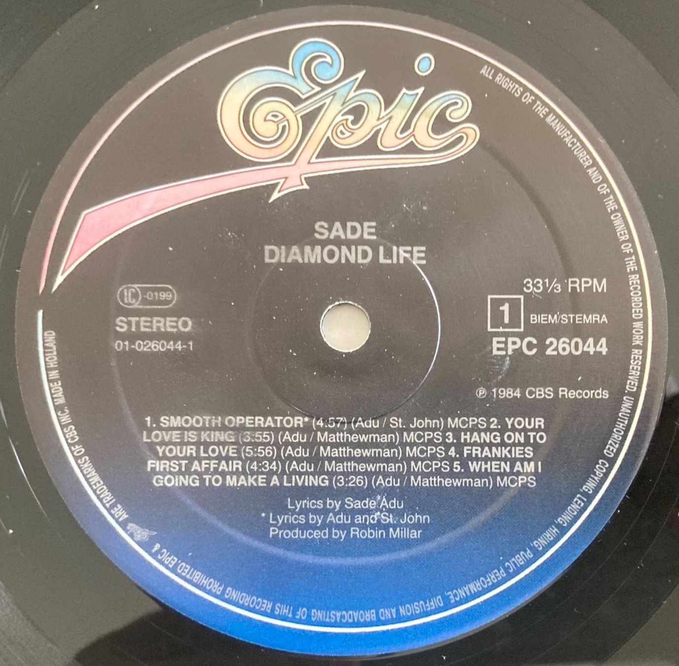 Schallplatten: SADE - DIAMOND LIFE – Gebraucht aus Poliez-Pittet von Newtown-Records 2