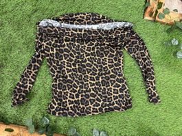 Schulterfreies Leoparden-Shirt Gr. M Top Herbst