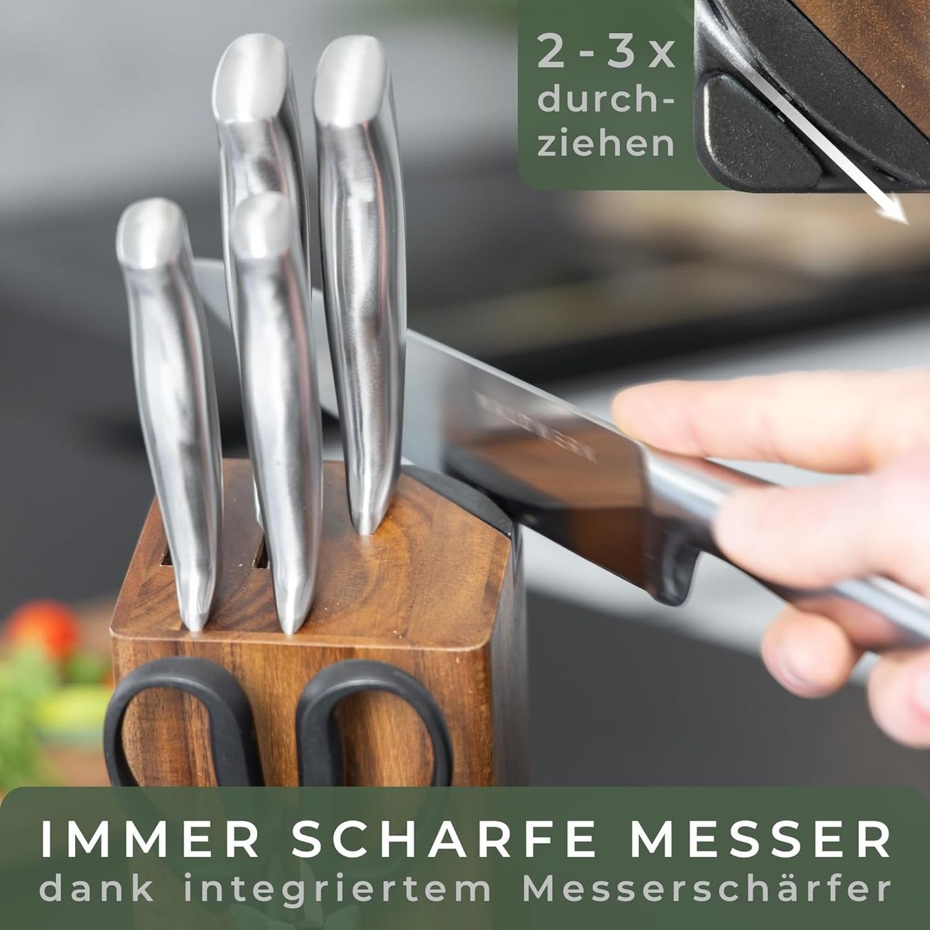 Coltelli: Küchenmesser Messerset Messerblock Set 7tlg Edelstahl – Nuovo e nell'imballaggio originale da Wittenbach venduto da VELARO 4