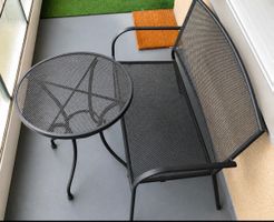 Gartentisch mit Sitzbank Metall schwarz