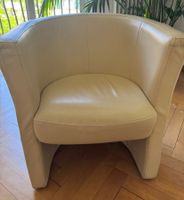 ledersessel, weiss-beige