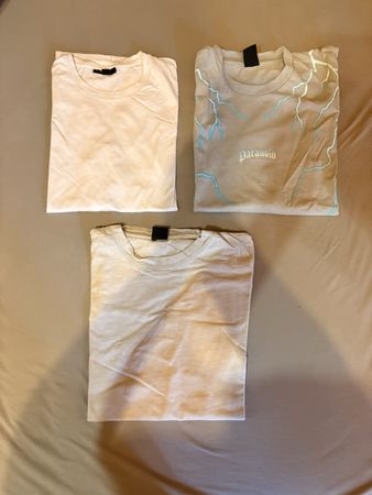 Lot de 3 T-shirts blanc et beige imprimé taille L