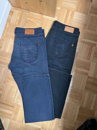 EDC Hose blau und schwarz, gebraucht, Grösse 33 / 34