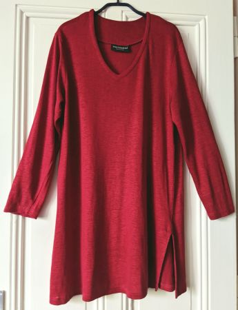 MARIMEKKO : Pull-tunique maille de lin rouge foncé L-XL