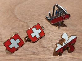 4er Set Vintage Pins Schweiz 🇨🇭 Sammlerstücke, Rarität