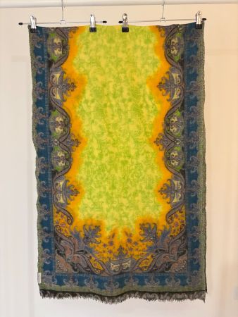 Foulard Massimo Dutti jaune bleu motif floral