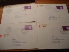 R-Brief-Satz 1964, 4 versch. Poststellen EXPO 1964 Lausanne