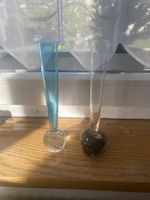 2er Set Glasvasen, Reagenzglas-Vase mit Kugel, Top Zustand!