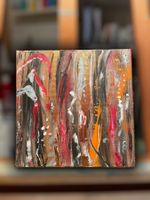 Gemälde mit Kupfer akzente abstrakt Einzelstück 30x30cm