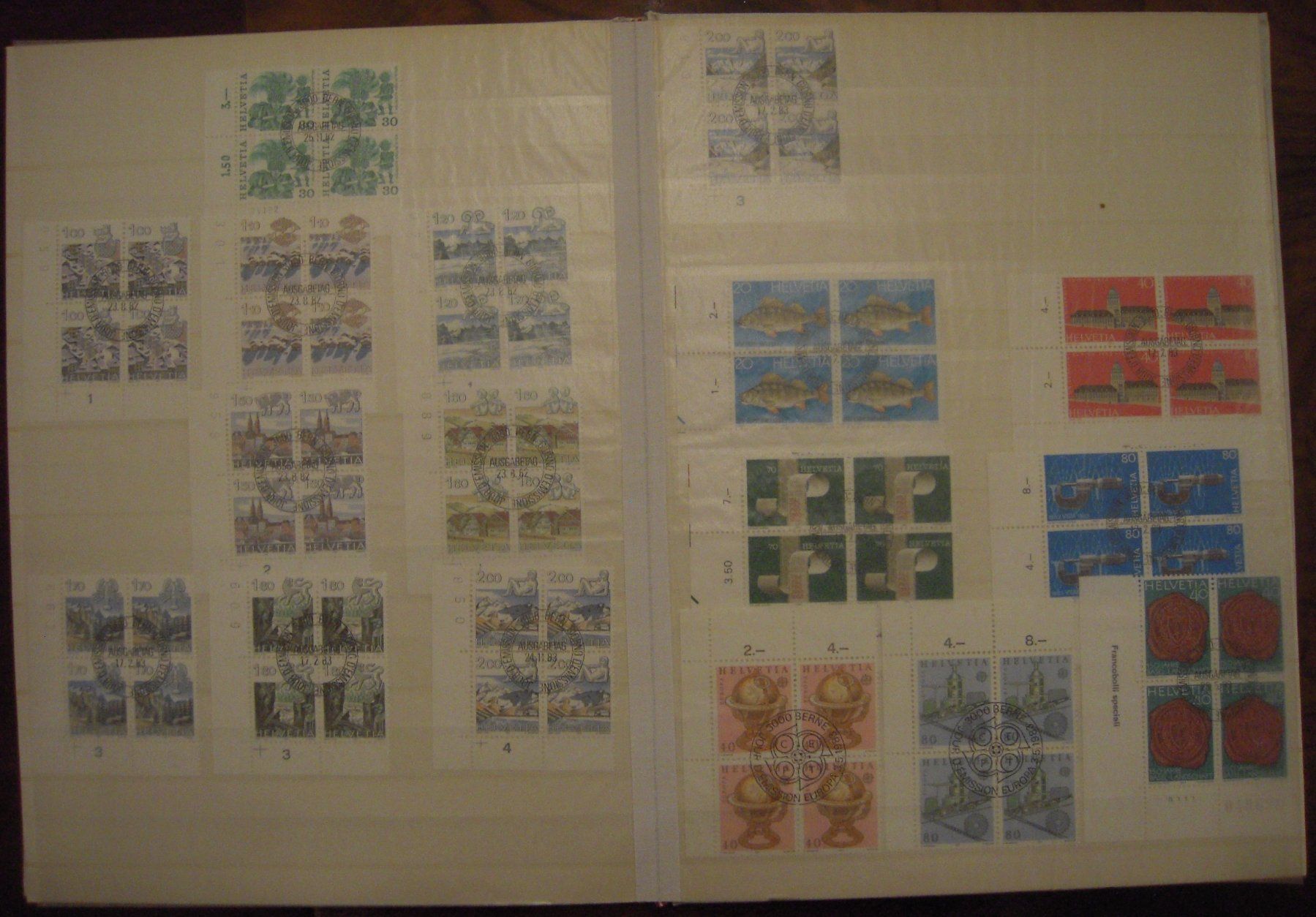 Alle Briefmarken: Viererblocks Schweiz 1978-1983 – Gebraucht aus Stallikon von Saentis2014 6