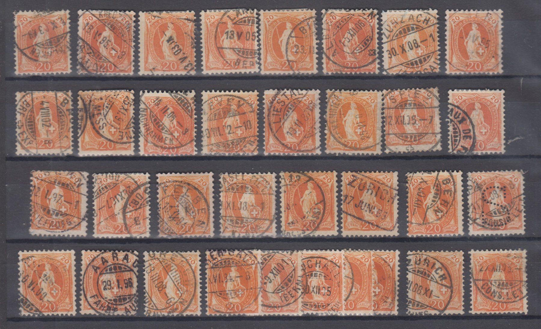 Tutti i francobolli: Lot de 34 hélvéties debout 20 centimes – Usato da Boécourt venduto da Denteles66