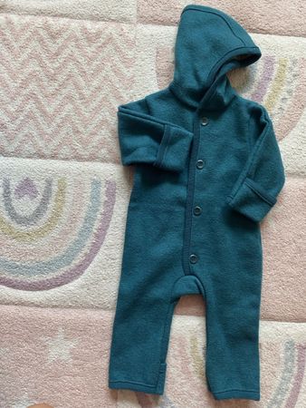 Disana Wollwalk Overall mit Kapuze petrol Gr 62/68 neu