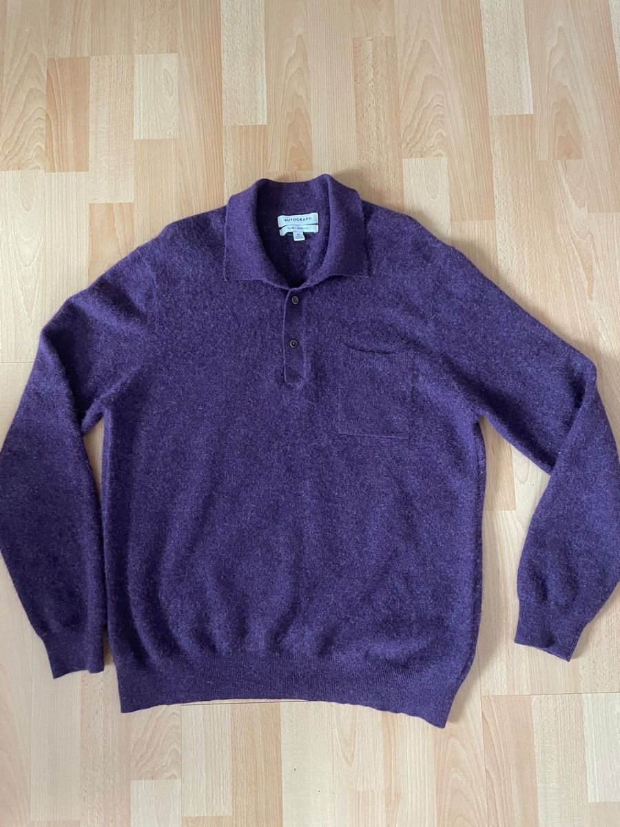 Magliette Polo: Pull col polo 100% cachemire violet taille XL M&S – Nuovo (secondo la descrizione) da Vuippens venduto da ale_6gkb