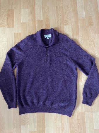 Pull col polo 100% cachemire violet taille XL M&S