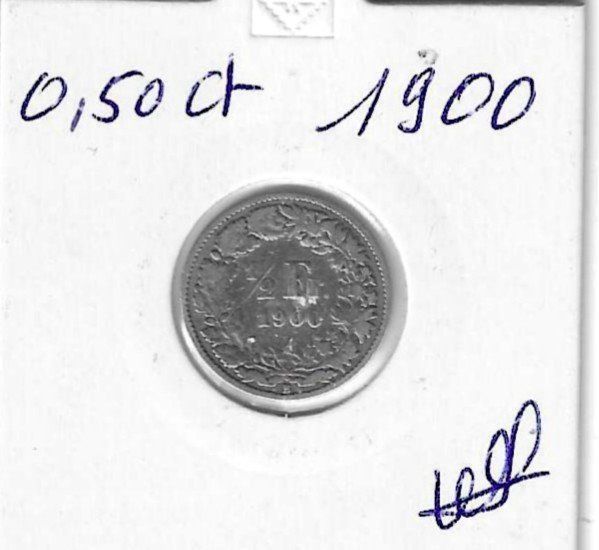 Tutti le monete: Monnaie Suisse: 0.50 ct 1900 – Usato da Muraz (Collombey) venduto da Resine