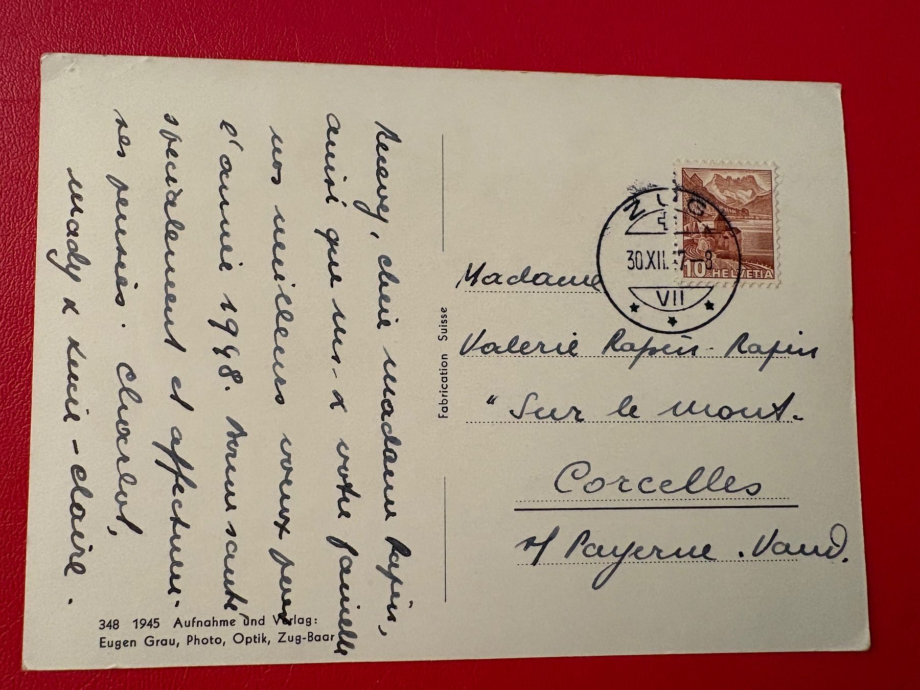 Cartoline postali: 1947 // Zug - Altstadt – Usato da St-Légier-La Chiésaz venduto da Theo005 1