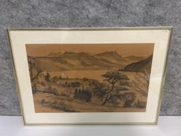 Kohlezeichnung "Otto Lötscher 1951" gerahmt