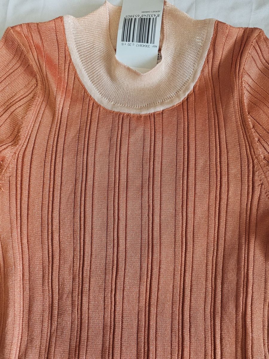 Mango Top: Pull MANGO «XS» côtelé orange et rose clair – Nuovo e nell'imballaggio originale da Henniez venduto da jcf_6rzc 3