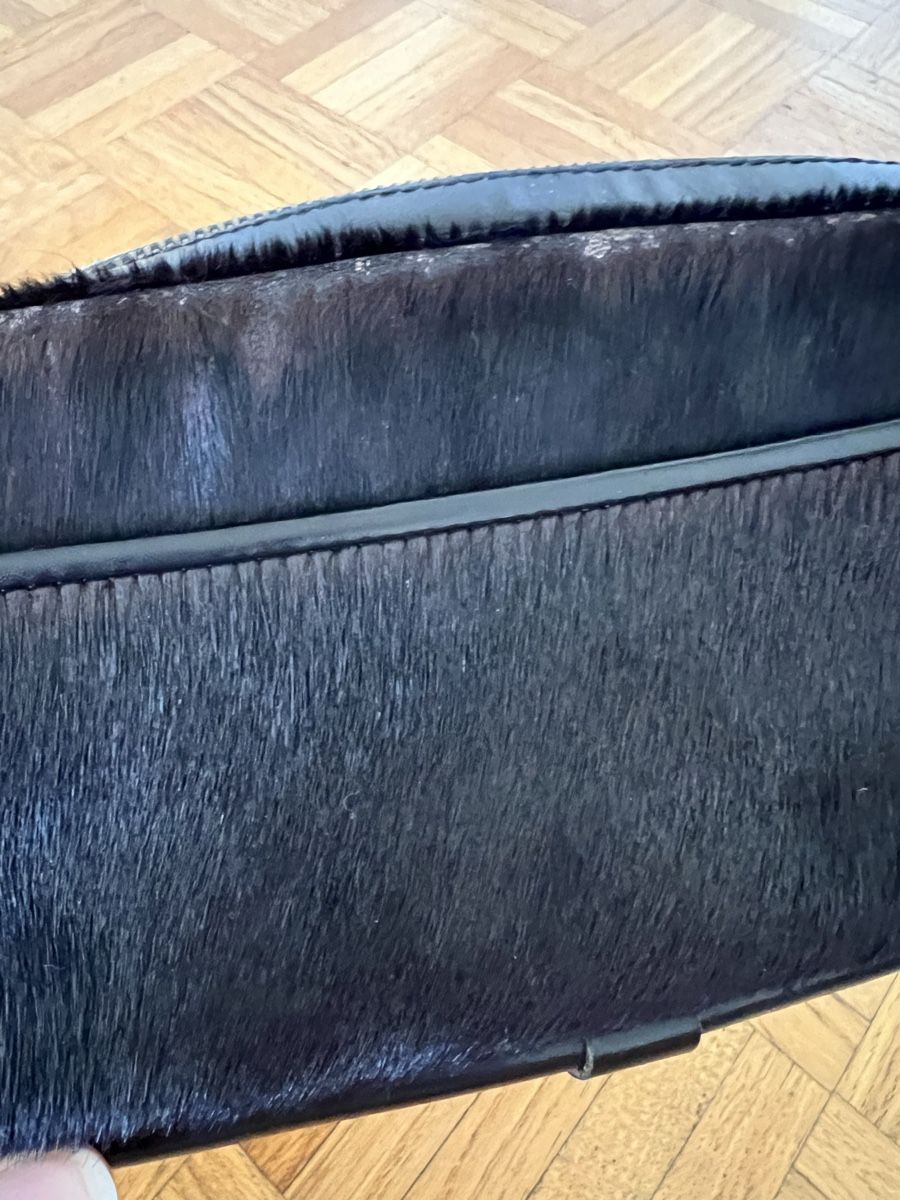 Borse: Stylische schwarze Fell Leder Handtasche – Usato da Zürich venduto da sellingmystuff1 4