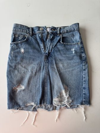 Zara Denim Mini Skirt - Ripped & Distressed 
