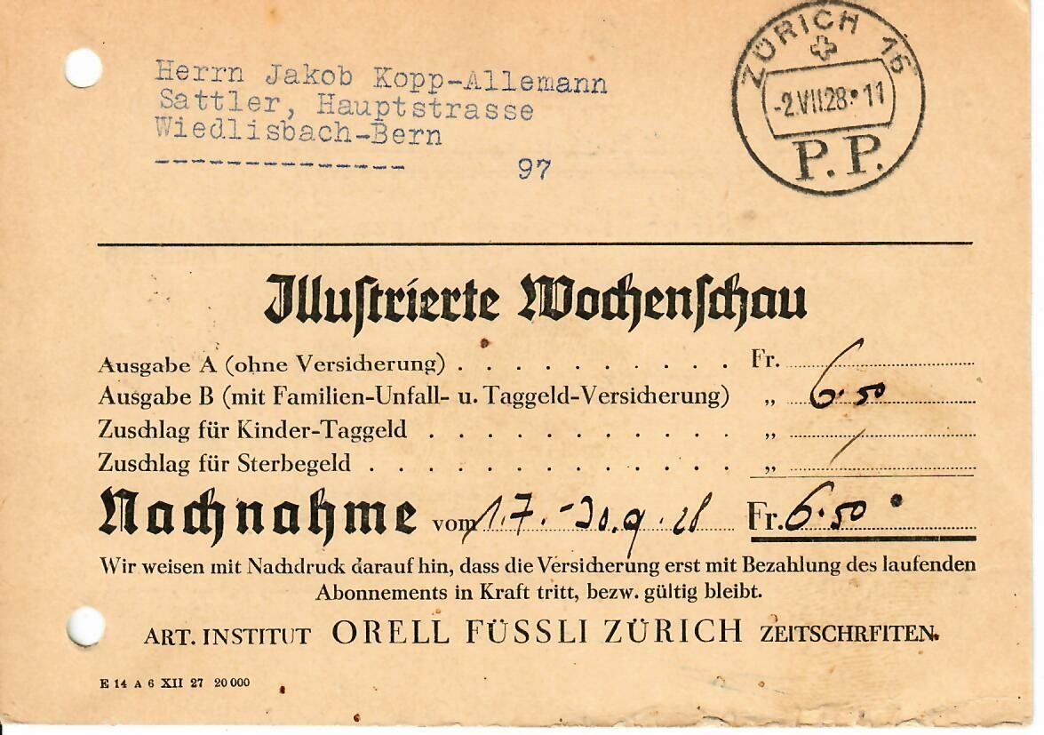 Tutti i francobolli: PK,   P.P. Zürich 1928 – Usato da Hochdorf venduto da Ziegel-16