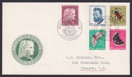 PJ 1953, FDC J148-152, illustriert, schmales US-Format
